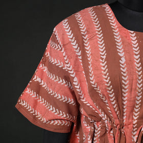 Peach - Hand Block Batik Print Cotton Kaftan (Medium) 77