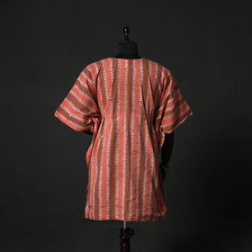 Peach - Hand Block Batik Print Cotton Kaftan (Medium) 77