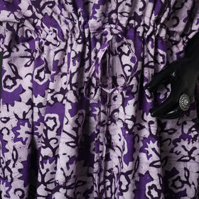 Purple - Hand Block Batik Print Cotton Kaftan (Medium) 78