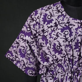 Purple - Hand Block Batik Print Cotton Kaftan (Medium) 78