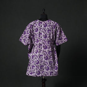 Purple - Hand Block Batik Print Cotton Kaftan (Medium) 78