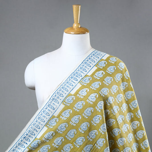 Yellow - Bagh Block Printed Cotton Fabric 01