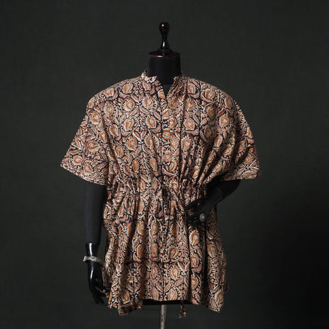 Kalamkari Hand Block Print Natural Dyed Cotton Kaftan (Short) 80