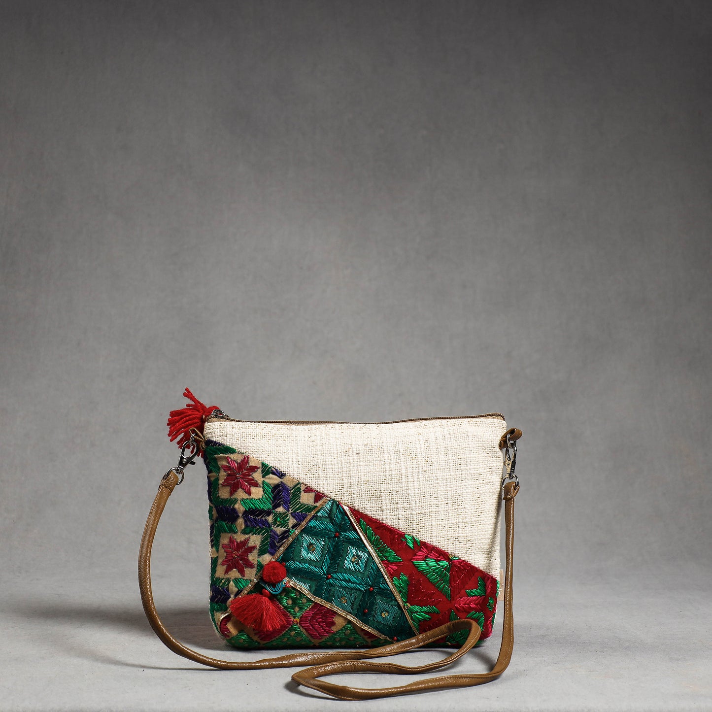 Multicolor - Phulkari Embroidery Patchwork Cotton Sling Bag