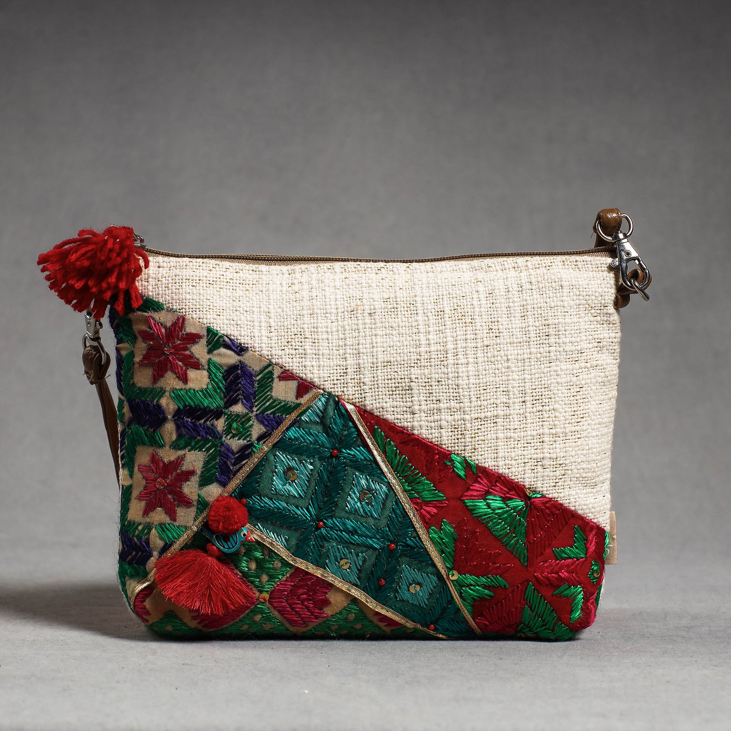 Multicolor - Phulkari Embroidery Patchwork Cotton Sling Bag