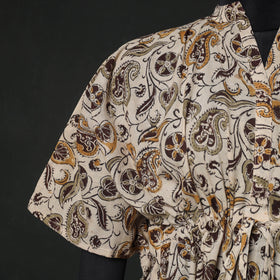 Brown - Kalamkari Hand Block Print Natural Dyed Cotton Kaftan (Short) 81