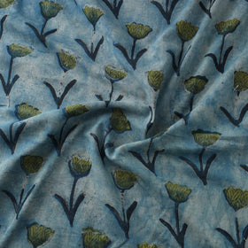 Blue Natural Dyed Bagru Ajrakh Dabu Print Fabric