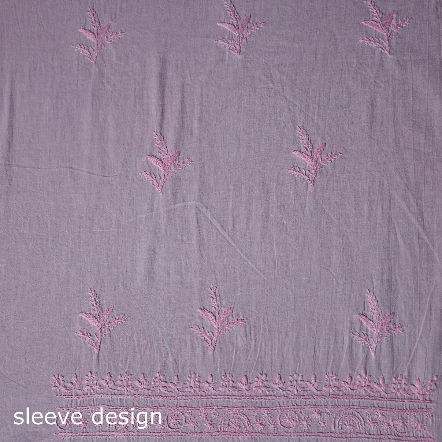 Hand Embroidered Mul Cotton Chikankari Unstitched Kurta Material (2.75M) 29