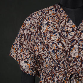 Maroon - Kalamkari Hand Block Print Natural Dyed Cotton Kaftan (Short) 82