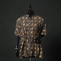 Black - Kalamkari Hand Block Print Natural Dyed Cotton Kaftan (Short) 83