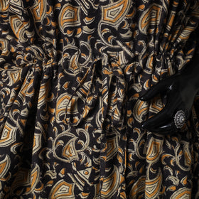 Black - Kalamkari Hand Block Print Natural Dyed Cotton Kaftan (Short) 83
