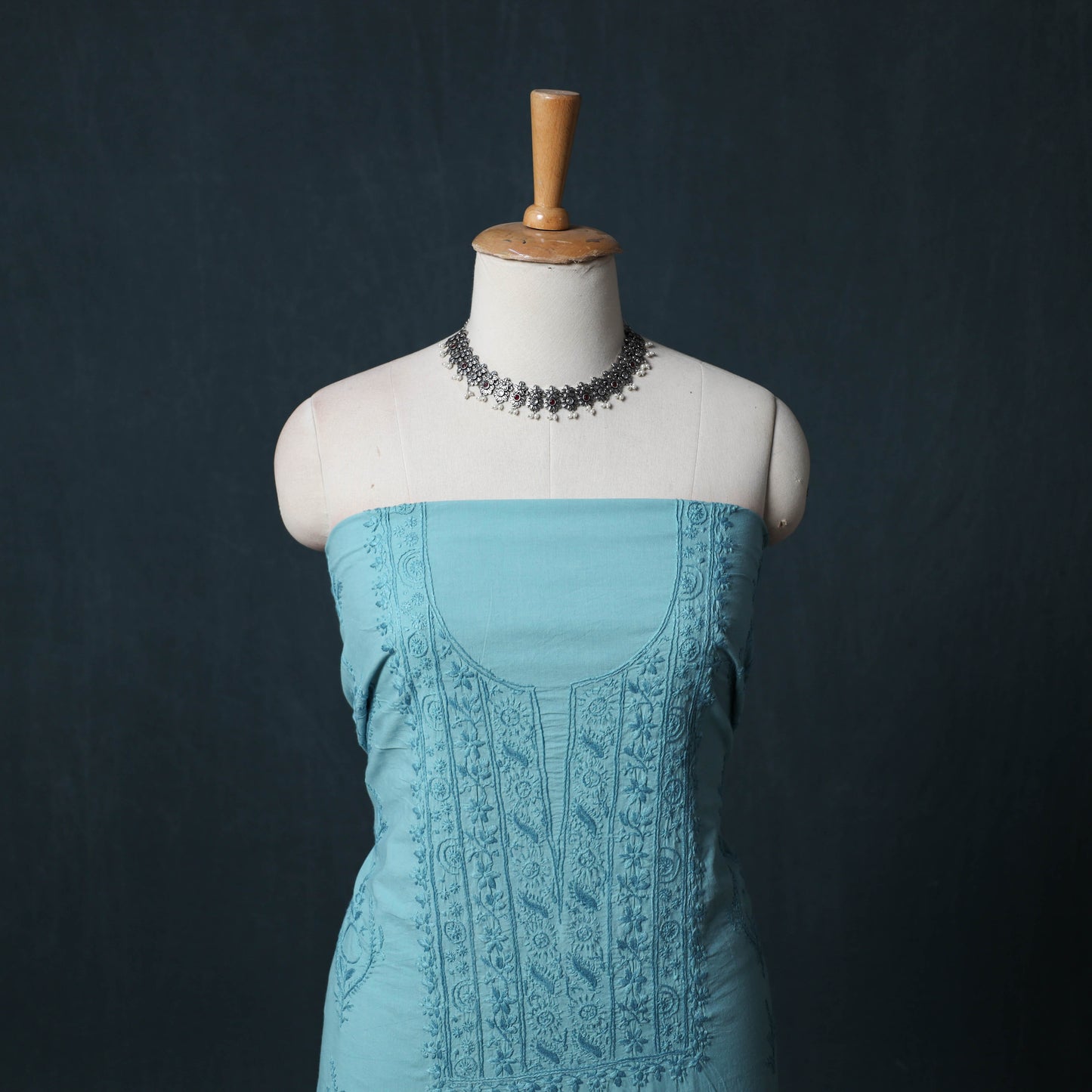 Hand Embroidered Mul Cotton Chikankari Unstitched Kurta Material (2.75M) 30