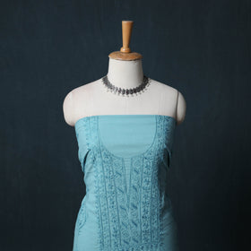 Hand Embroidered Mul Cotton Chikankari Unstitched Kurta Material (2.75M) 30