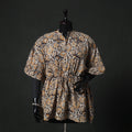 Yellow - Kalamkari Hand Block Print Natural Dyed Cotton Kaftan (Short) 84