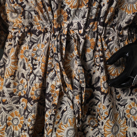 Yellow - Kalamkari Hand Block Print Natural Dyed Cotton Kaftan (Short) 84
