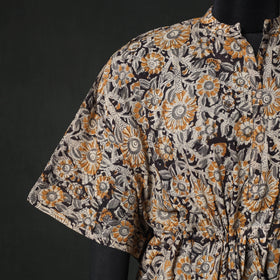 Yellow - Kalamkari Hand Block Print Natural Dyed Cotton Kaftan (Short) 84