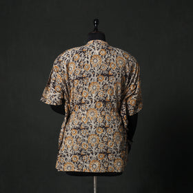 Yellow - Kalamkari Hand Block Print Natural Dyed Cotton Kaftan (Short) 84