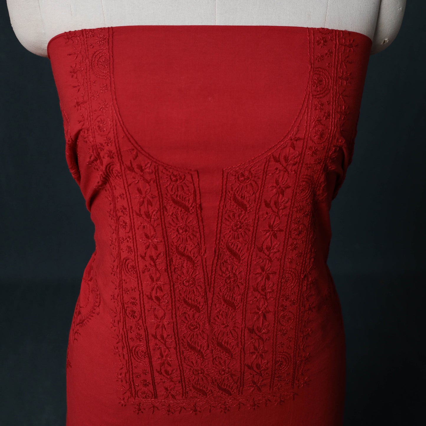 Hand Embroidered Mul Cotton Chikankari Unstitched Kurta Material (2.75M) 31
