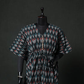 Black - Pochampally Ikat Weave Cotton Kaftan (Short) 85