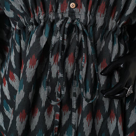 Black - Pochampally Ikat Weave Cotton Kaftan (Short) 85