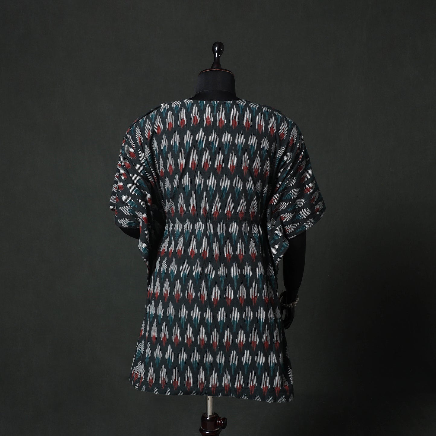 Black - Pochampally Ikat Weave Cotton Kaftan (Short) 85