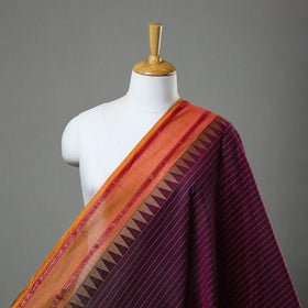  Cotton Purple Kanchipuram Fabric with Thread Border