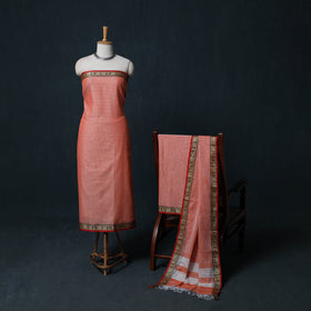 Dharwad Checks Cotton 3pc Unstitched Dress Material Suit Set with Woven Border 24