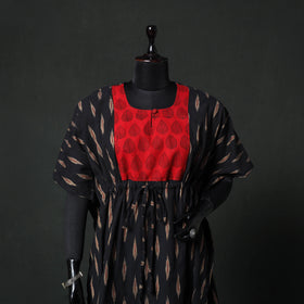 Black -  Pochampally Ikat Weave Patchwork Cotton Kaftan (Short) 87