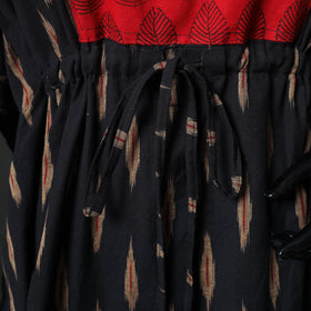 Black -  Pochampally Ikat Weave Patchwork Cotton Kaftan (Short) 87
