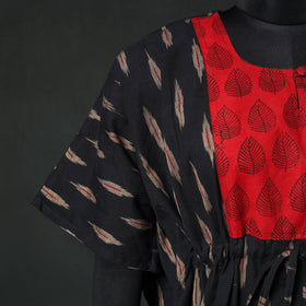 Black -  Pochampally Ikat Weave Patchwork Cotton Kaftan (Short) 87