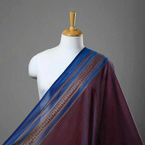 Purple - Cotton Kanchipuram Fabric with Thread Border 21