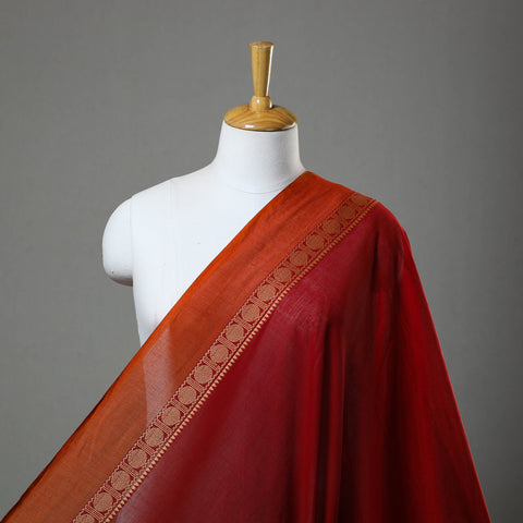 Red - Cotton Kanchipuram Fabric with Thread Border 23