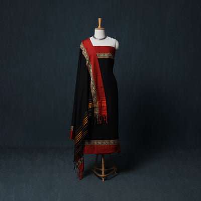Dharwad Cotton 3pc Unstitched Dress Material Suit Set with Woven Border 01