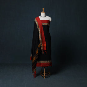 Dharwad Cotton 3pc Unstitched Dress Material Suit Set with Woven Border 01