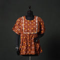 Brown - Bandhani Tie-Dye Lace Work Cotton Kaftan (Short) 89