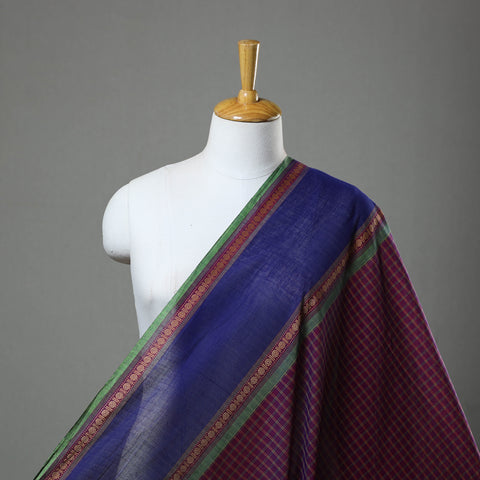 Purple - Cotton Kanchipuram Fabric with Thread Border 26