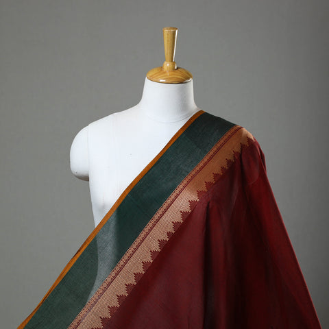 Maroon - Cotton Kanchipuram Fabric with Thread Border 27