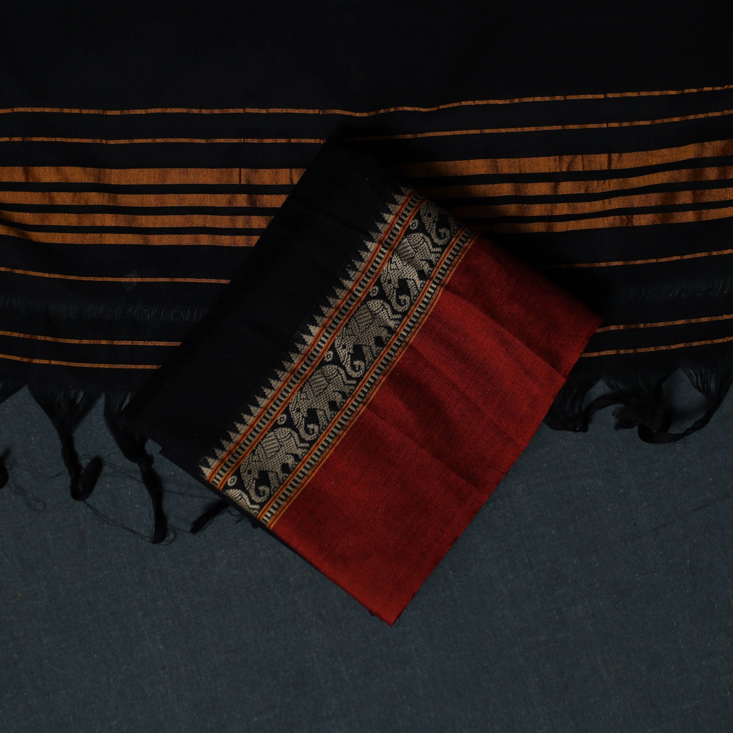 Dharwad Cotton 3pc Unstitched Dress Material Suit Set with Woven Border 01