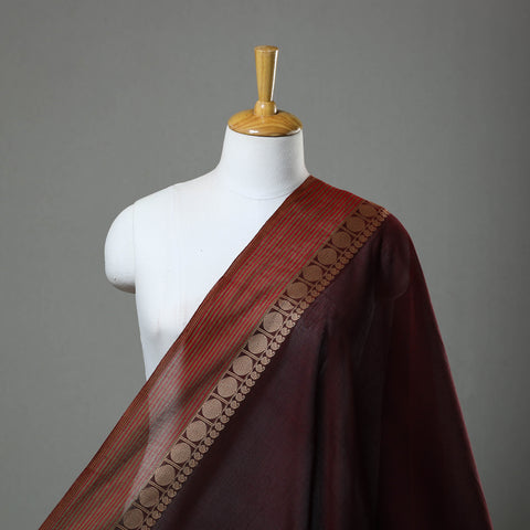 Brown - Cotton Kanchipuram Fabric with Thread Border 29