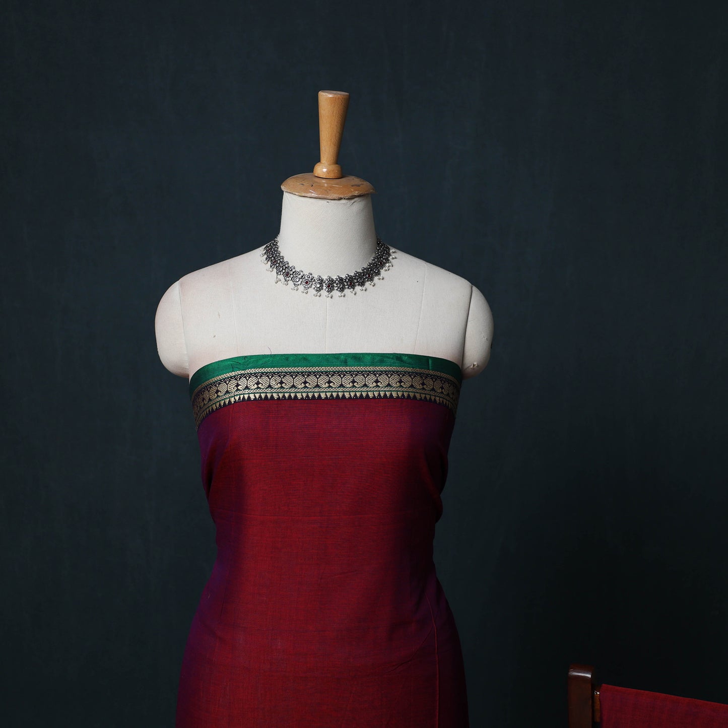Dharwad Cotton 3pc Unstitched Dress Material Suit Set with Woven Border 02