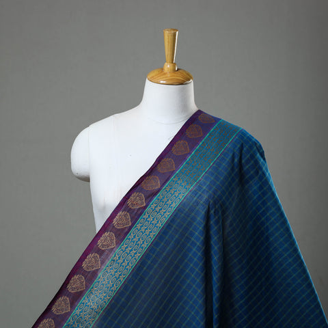 Blue - Cotton Kanchipuram Fabric with Thread Border 32