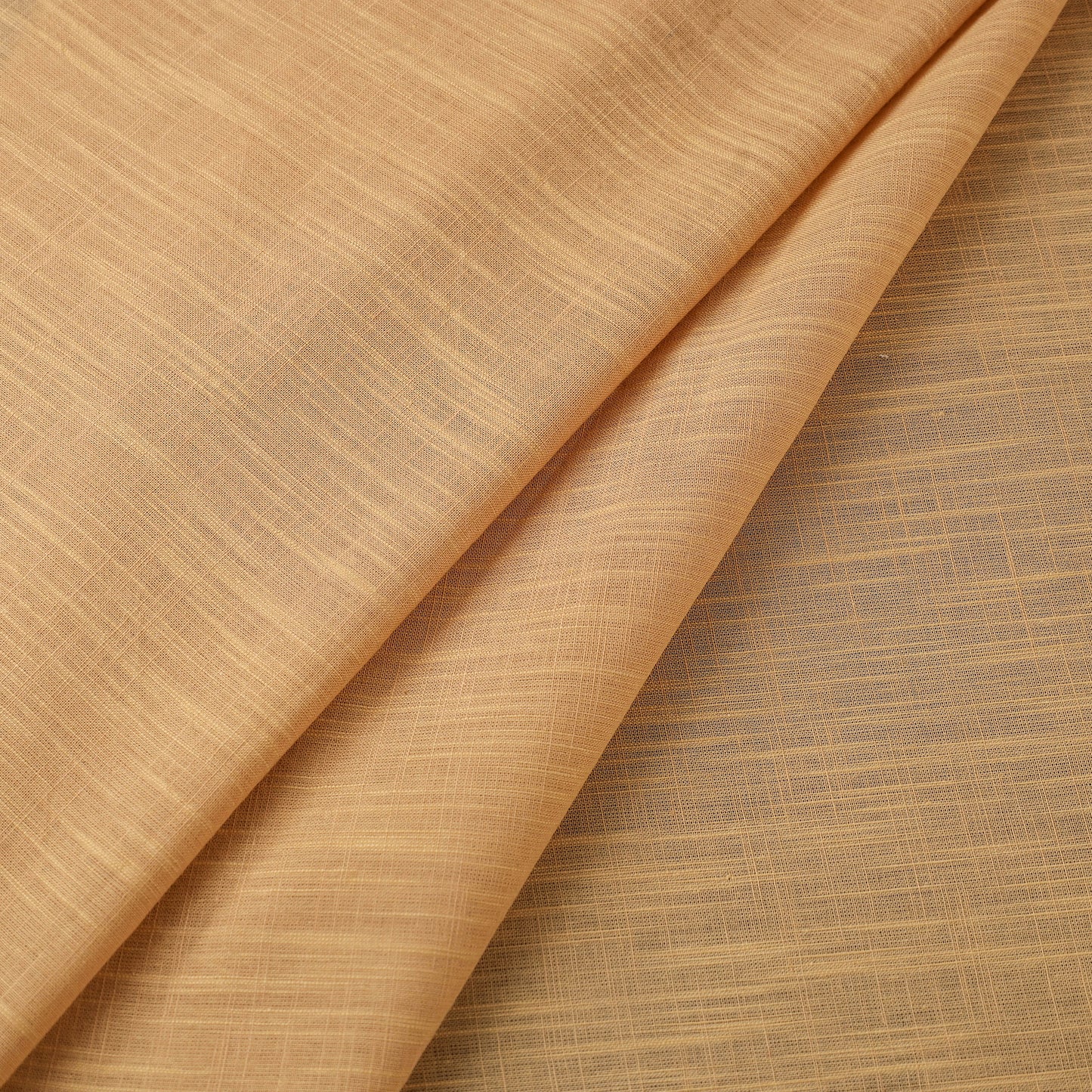 Beige Prewashed Slub Cotton Plain Fabric