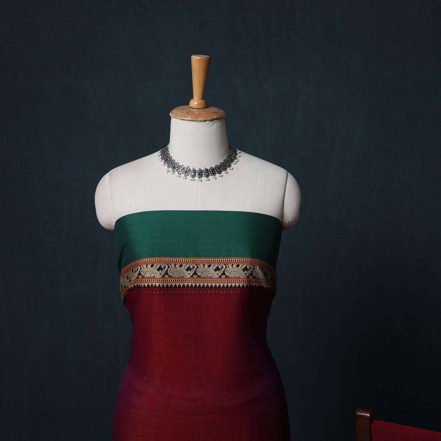 Dharwad Cotton 3pc Unstitched Dress Material Suit Set with Woven Border 03
