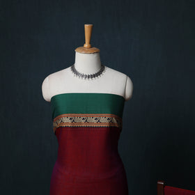 Dharwad Cotton 3pc Unstitched Dress Material Suit Set with Woven Border 03