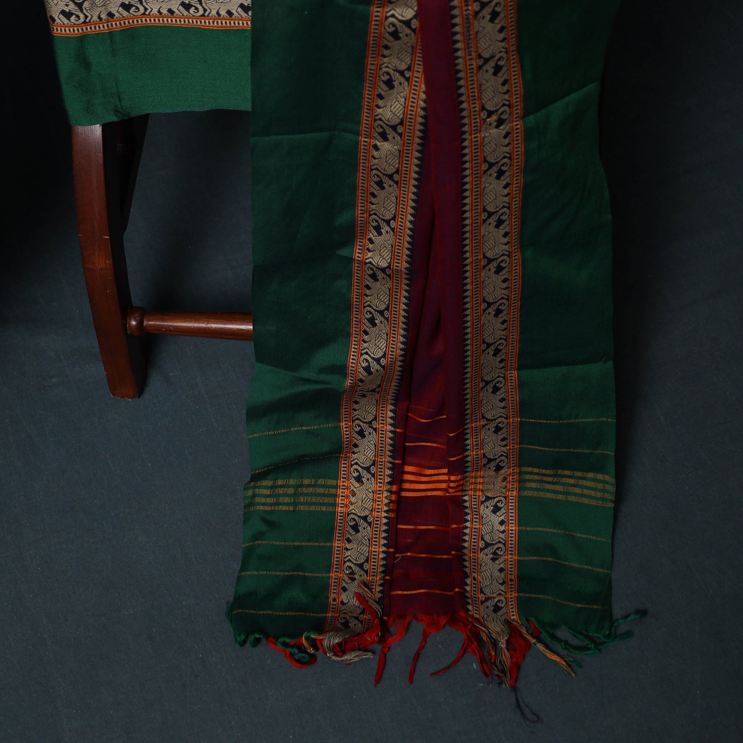 Dharwad Cotton 3pc Unstitched Dress Material Suit Set with Woven Border 03
