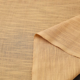 Beige Prewashed Slub Cotton Plain Fabric