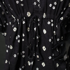 Black - Bandhani Tie-Dye Lace Work Cotton Kaftan (Short) 91