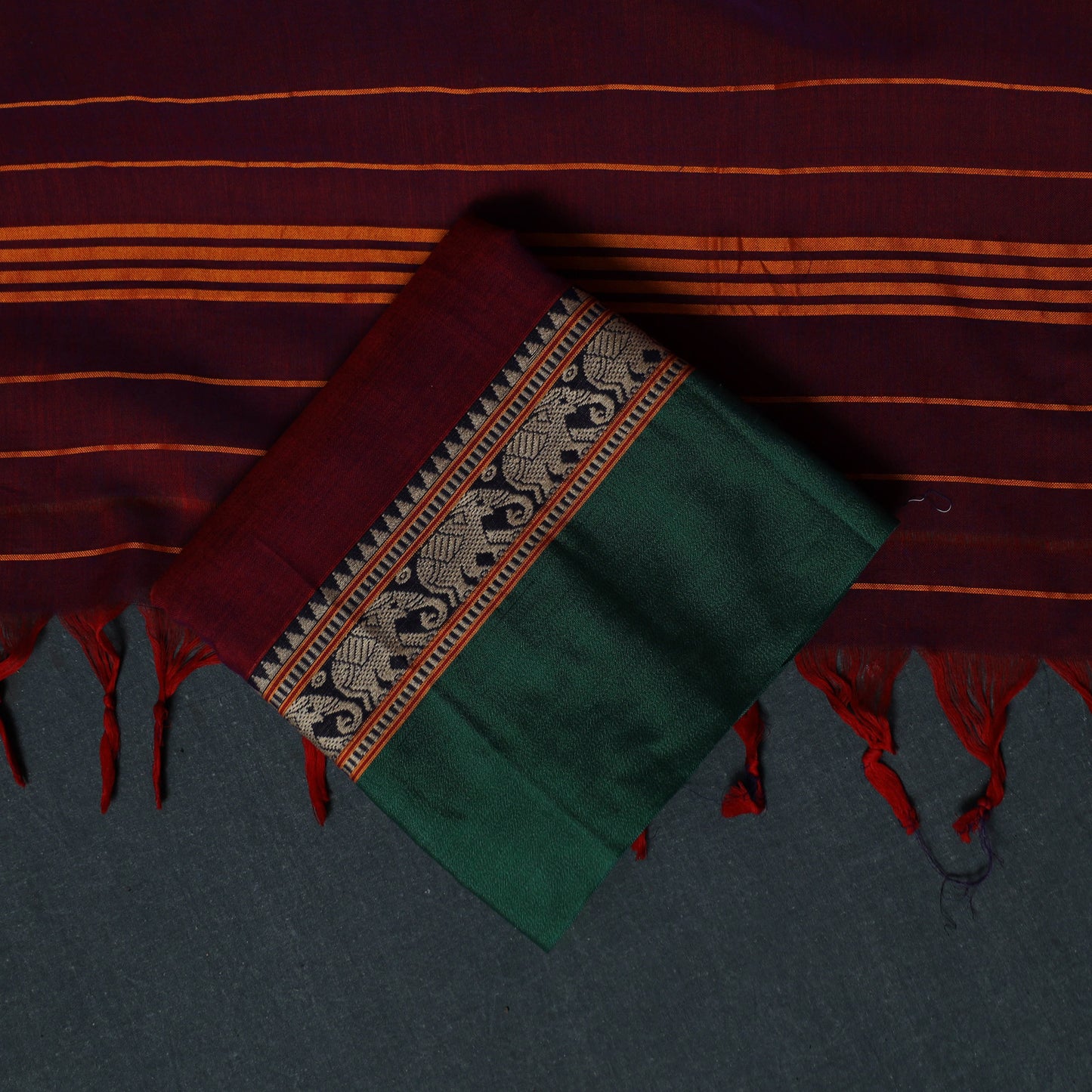 Dharwad Cotton 3pc Unstitched Dress Material Suit Set with Woven Border 03