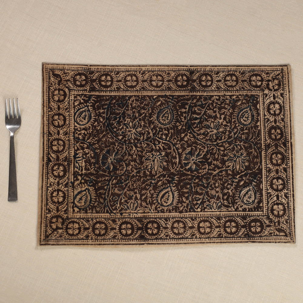 Original Pedana Kalamkari Block Printed Cotton Table Mat (18 x 13 in) 08