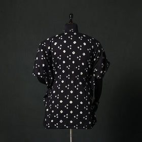 Black - Bandhani Tie-Dye Lace Work Cotton Kaftan (Short) 91
